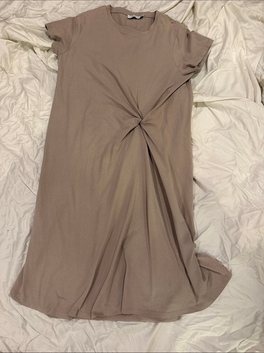 Lush Taupe Crewneck Dress